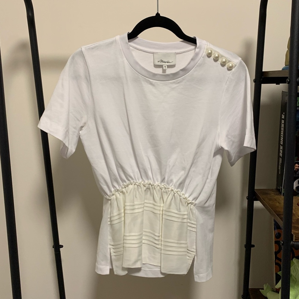 3.1 Pillip Lim white cinched tee shirt